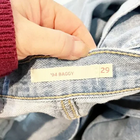 Levi's Mid Rise 94 Baggy Distressed Jeans Blue 29 / 8 - Picture 2 of 4